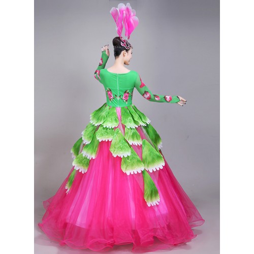 Women's Spanish flamenco dresses petal bull dance stage performance competition singers chorus cosplay dancing long length